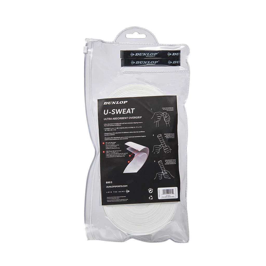 Dunlop Overgrip U-Sweat 0.5mm - Feuchtigkeitsabsorbierend, Griffig - Weiss 30er Clip-Beutel 4 Dunlop Overgrip U-Sweat 0.5mm - Feuchtigkeitsabsorbierend, Griffig - Weiss 30er Clip-Beutel – Bild 2