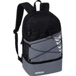 Erima Rucksack Six Wings - Multifunktionsrucksack Mit Doppel-Reißverschluss - Grau/schwarz