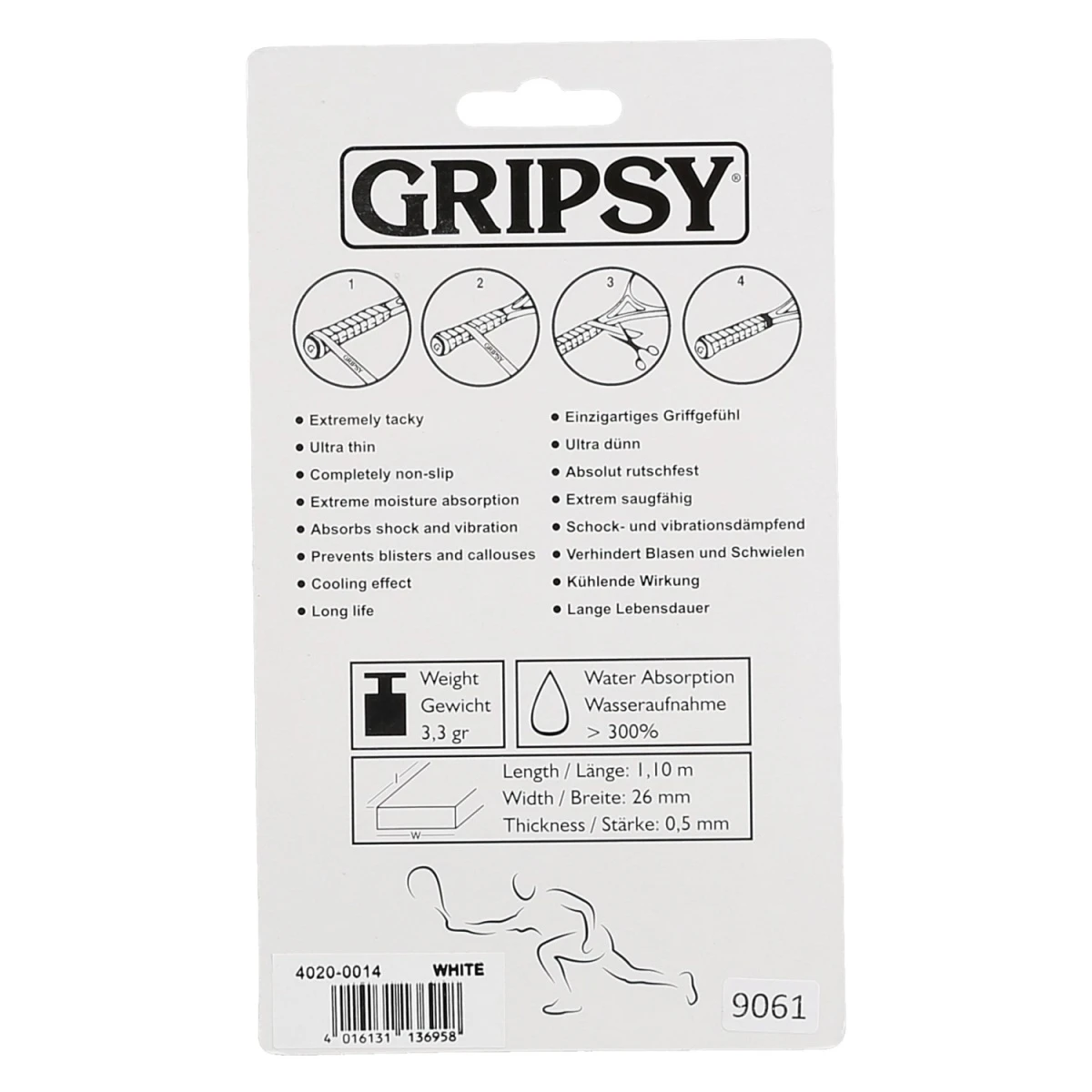 Gripsy Overgrip Classic Weiss 4er 4 Gripsy Overgrip Classic Weiss 4er – Bild 2
