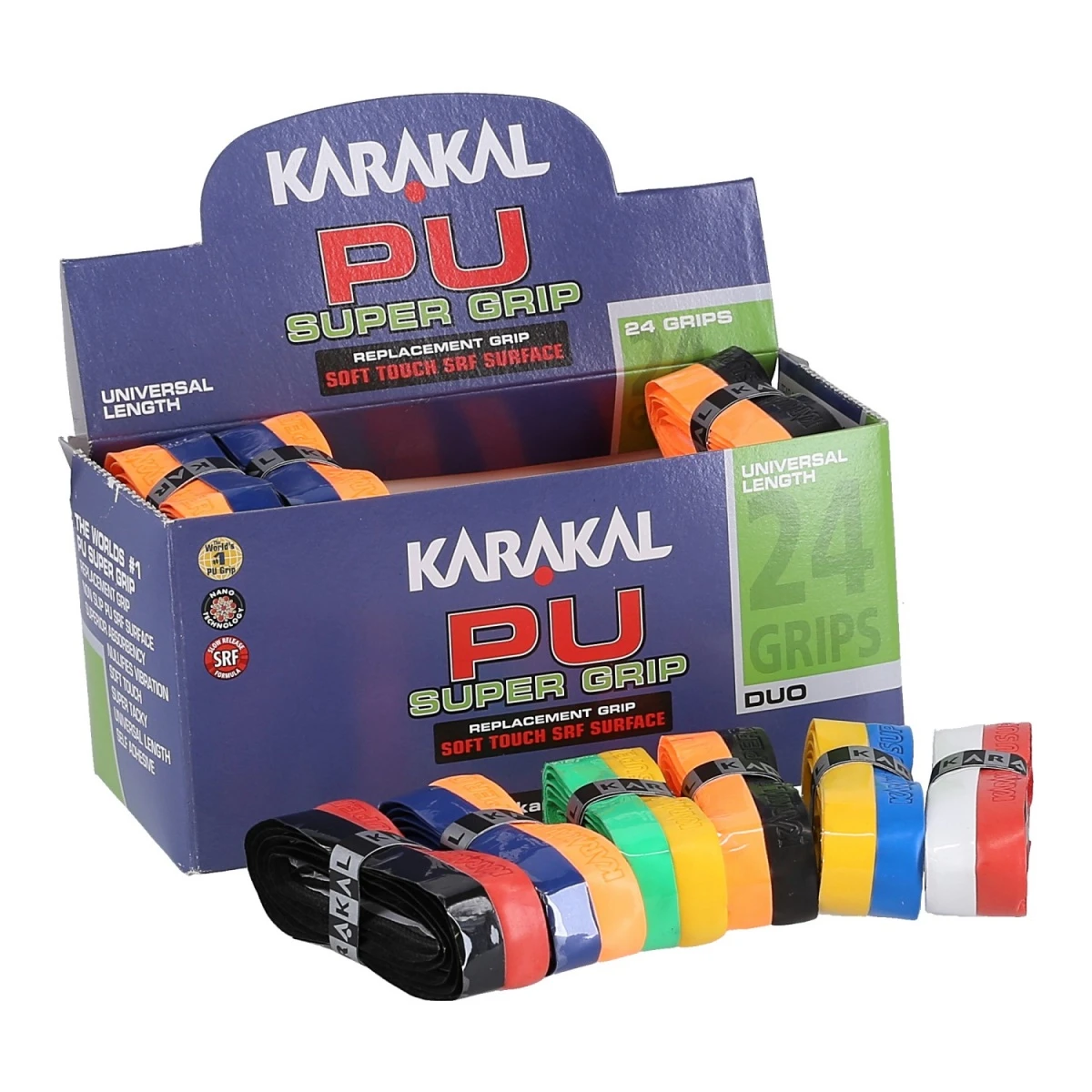 Karakal Basisband PU Super Grip DUO 1.8mm Farblich Sortiert 24er Box 3 Karakal Basisband PU Super Grip DUO 1.8mm Farblich Sortiert 24er Box