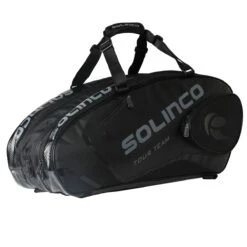 Solinco Racketbag Tour Team Blackout (Schlägertasche, 3 Hauptfächer, Thermofach, Schuhfach) Schwarz 15er