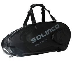 Solinco Racketbag Tour Team Blackout (Schlägertasche, 2 Hauptfächer, Thermofach) Schwarz 6er
