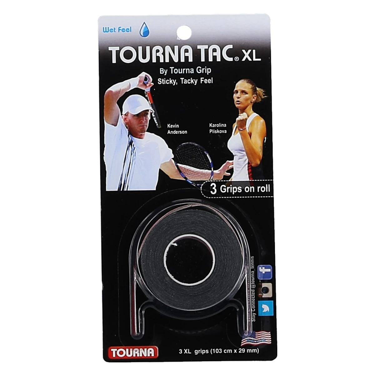 Tourna Overgrip Tac XL 0.55mm Schwarz 3er 3 Tourna Overgrip Tac XL 0.55mm Schwarz 3er