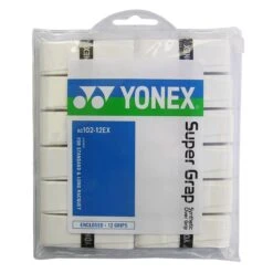 Yonex Overgrip Super Grap 0.6mm (Komfort/glatt/leicht Haftend) Weiss 12er Clip-Beutel